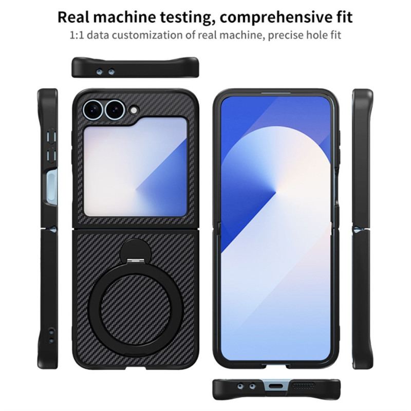 Skal Samsung Galaxy Z Flip 7 Fe Kolfiberdesign Med Magnetiskt Stativ