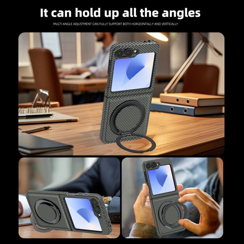 Skal Samsung Galaxy Z Flip 7 Fe Magnetisk Kolfiber Och Stativ