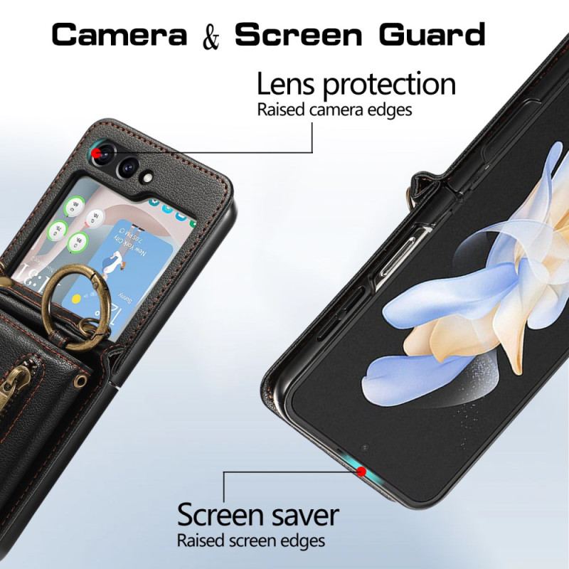 Skal Samsung Galaxy Z Flip 7 Fe Plånbok Och Axelrem Med Dragkedja