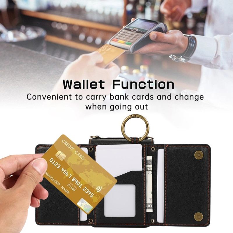 Skal Samsung Galaxy Z Flip 7 Fe Plånbok Och Axelrem Med Dragkedja