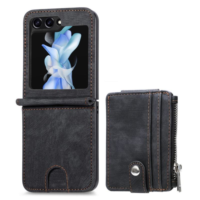 Skal Samsung Galaxy Z Flip 7 Fe Retrostativ Och Korthållare Med Dragkedja