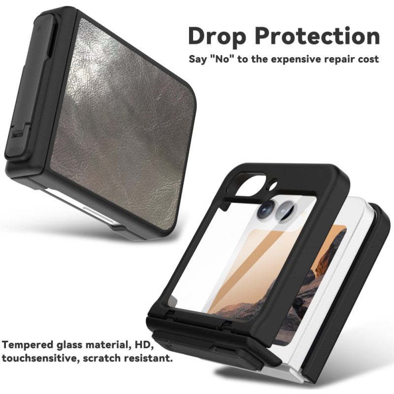 Skal Samsung Galaxy Z Flip 7 Fe Stativ Med Vintage-lädereffekt