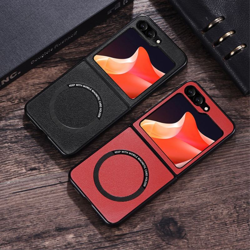 Skal Samsung Galaxy Z Flip 7 Fe Telefonfodral Lädereffekt Magsafe-kompatibel