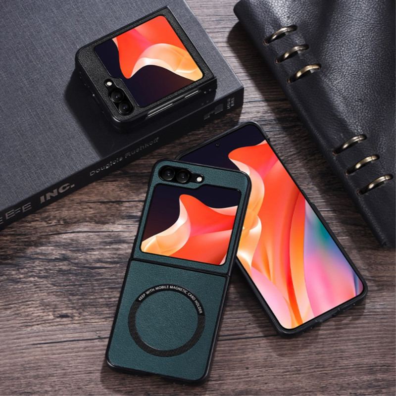 Skal Samsung Galaxy Z Flip 7 Fe Telefonfodral Lädereffekt Magsafe-kompatibel