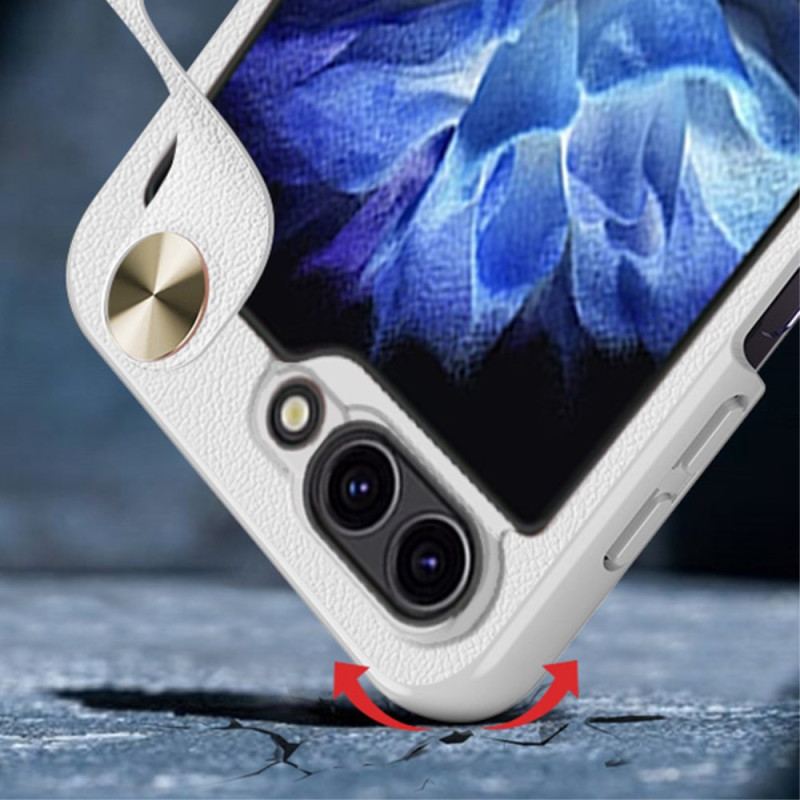 Skal Samsung Galaxy Z Flip 7 Fe Telefonfodral Ultratunn Gkk-läderrem