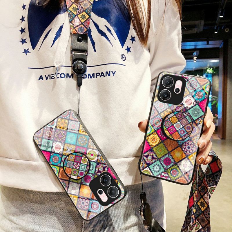 Skal För Oppo Reno 14f 5g Patchwork-stativ Och Snodd