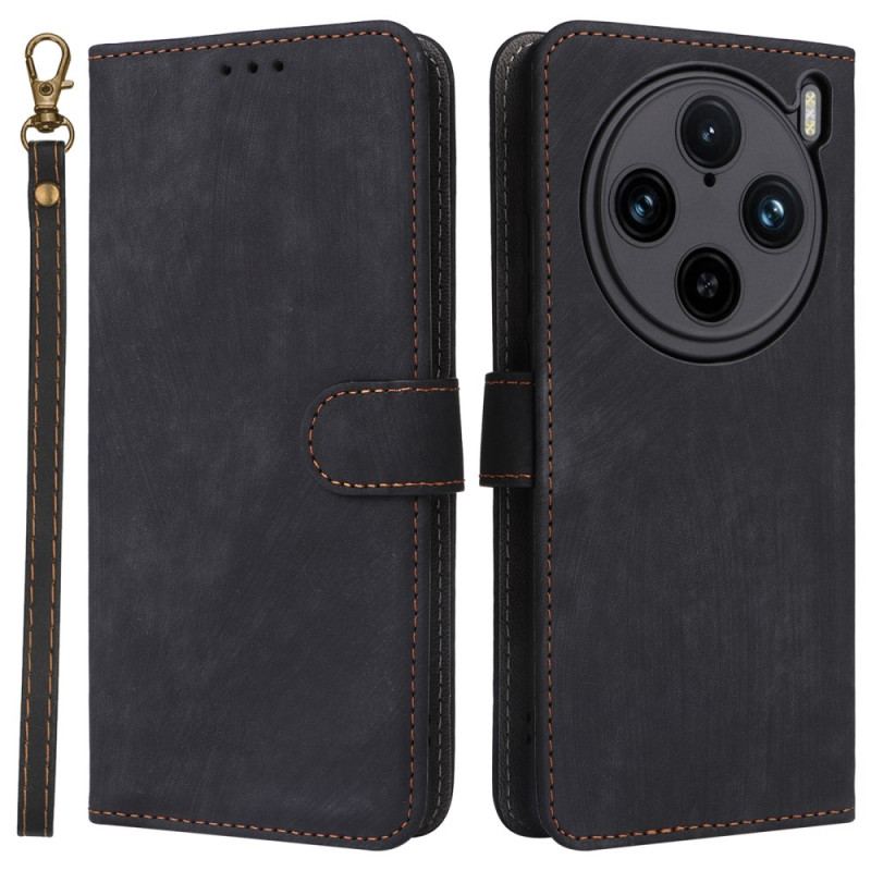 Fodral För Vivo X100 Pro Rem I Mockaeffekt