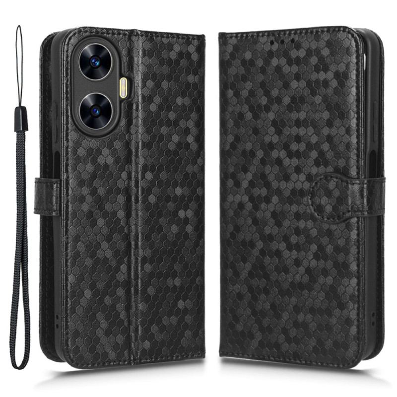 Fodral Realme C55 Glänsande Prickar Med Rem