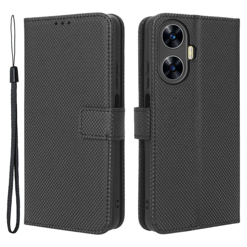 Fodral Realme C55 Plånbok Med Texturerad Rem