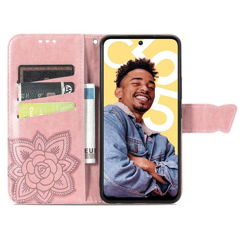 Läderfodral Realme C55 Telefonfodral Barock Fjärilsrem