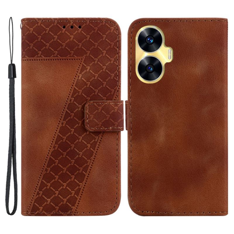 Läderfodral Realme C55 Telefonfodral Design 7 Med Rem