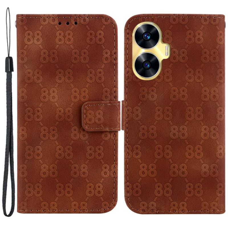 Läderfodral Realme C55 Telefonfodral Design 88 Med Rem