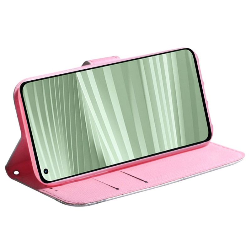 Läderfodral Realme C55 Telefonfodral Rosa Blomma