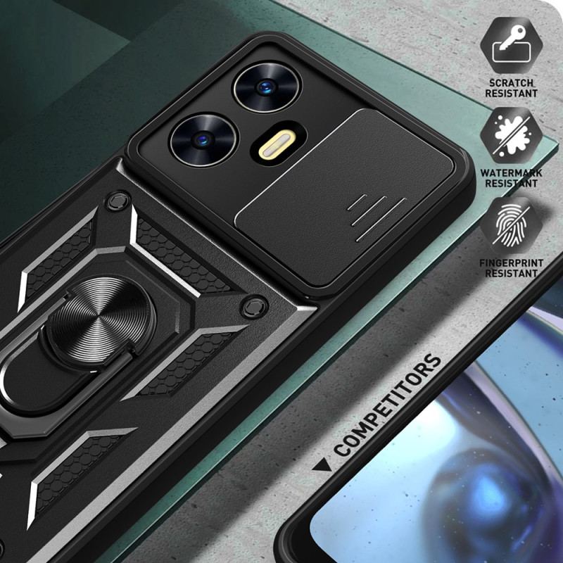 Skal Realme C55 Telefonfodral Ringhållare Och Glidande Linsskydd