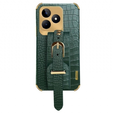 Skal Realme C53 Armbandsstöd Med Krokodilstruktur