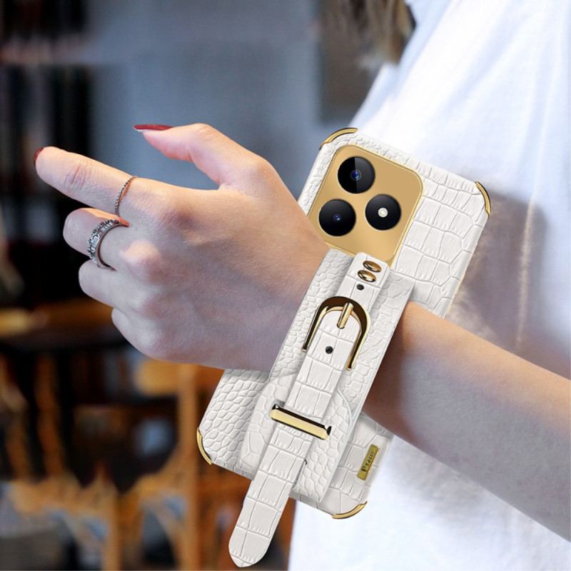 Skal Realme C53 Armbandsstöd Med Krokodilstruktur