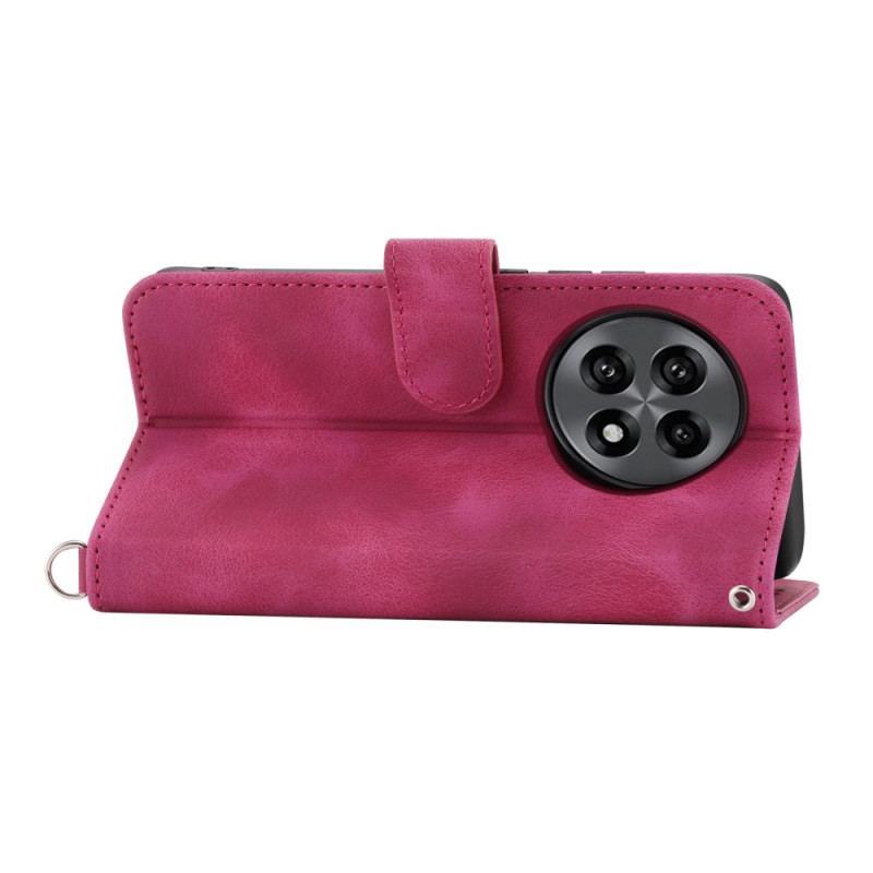 Läderfodral Oneplus 13r Telefonfodral Mocka Med Spetseffekt Och Rem Och Axelrem