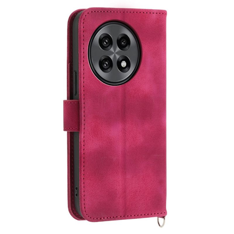 Läderfodral Oneplus 13r Telefonfodral Mocka Med Spetseffekt Och Rem Och Axelrem