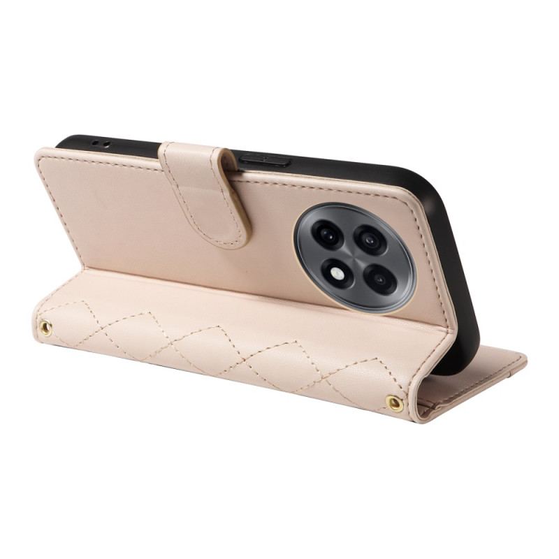 Läderfodral Oneplus 13r Telefonfodral Quiltad Med Rem Och Axelrem