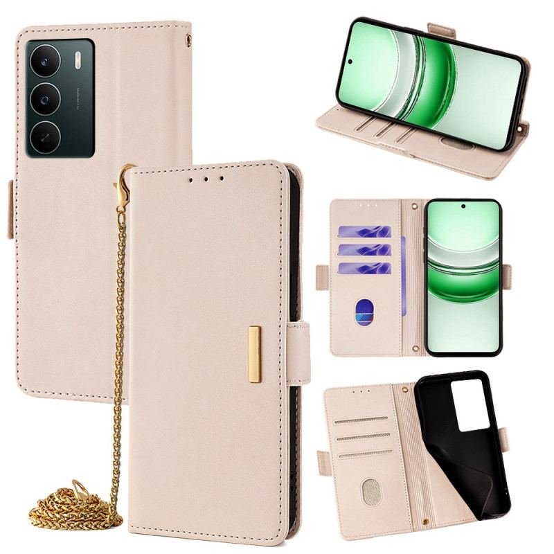 Läderfodral Realme C71 Telefonfodral Rfid-blockering Och Guld Spänne