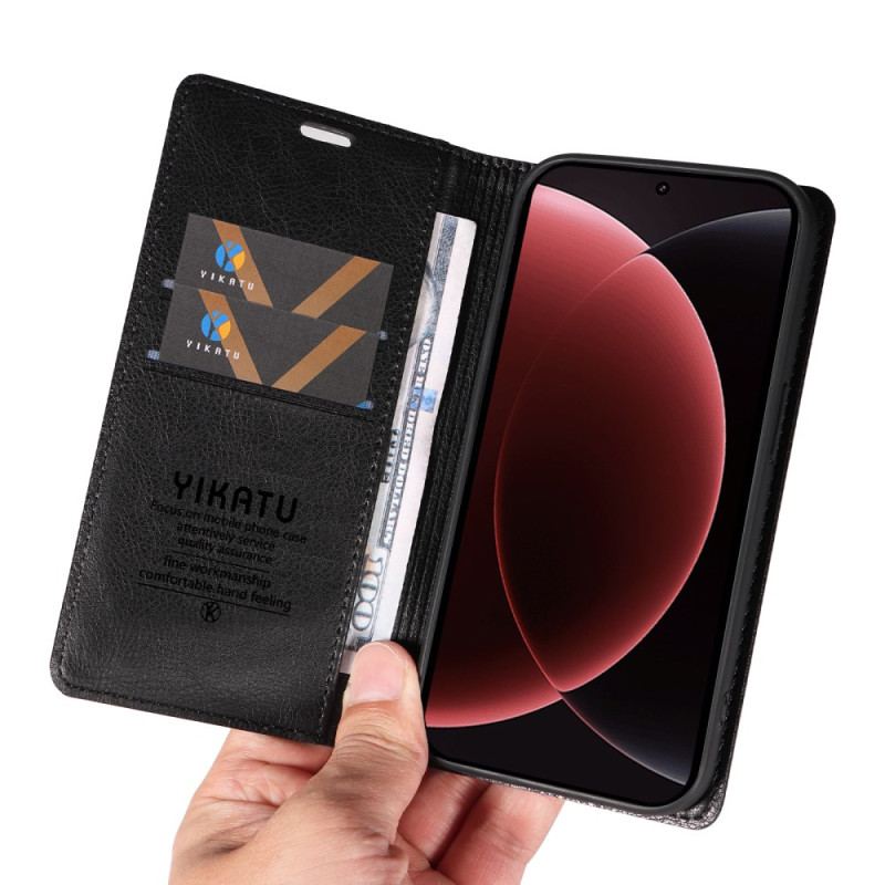 Folio-fodral Xiaomi 15 Ultra Yikatu Litchi-imitation Läder