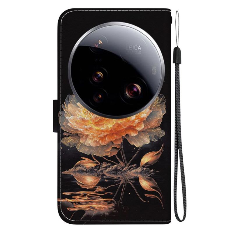 Läderfodral Xiaomi 15 Ultra Telefonfodral Gyllene Pion