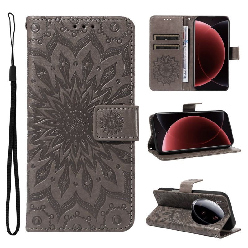 Läderfodral Xiaomi 15 Ultra Telefonfodral Solrosmönster