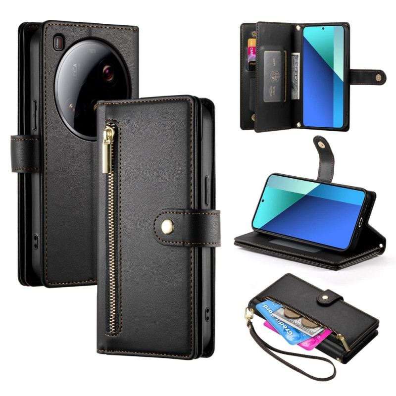 Läderskal Fodral Xiaomi 15 Ultra Plånbok Med Rem Och Axelrem