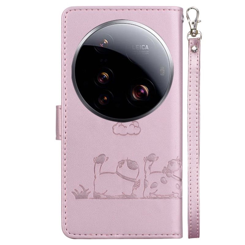 Läderskal Fodral Xiaomi 15 Ultra Rfid-blockerande Och Kattungemönster