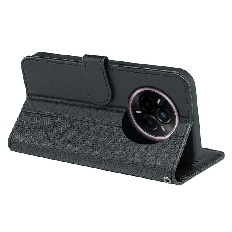 Läderfodral Realme 14 Pro Plus 5g Telefonfodral Kubiskt Mönsterrem