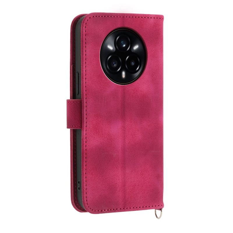 Läderskal Fodral Realme 14 Pro Plus 5g Spetsmockeffekt Med Rem Och Axelrem