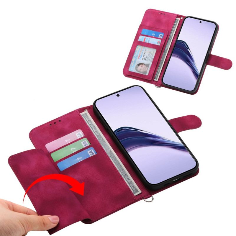 Läderskal Fodral Realme 14 Pro Plus 5g Spetsmockeffekt Med Rem Och Axelrem