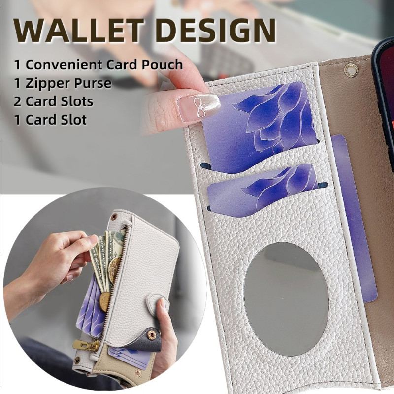 Läderskal Fodral Huawei Pura 80 Plånbok Med Kedja