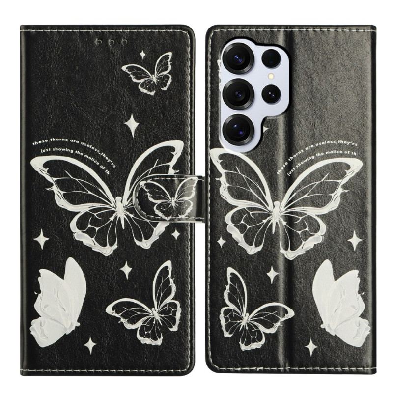 Fodral För Samsung Galaxy S26 Ultra Svarta Och Vita Fjärilar