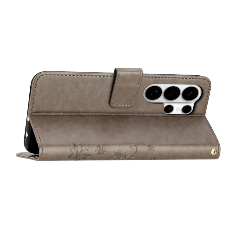 Läderfodral Samsung Galaxy S26 Ultra Telefonfodral Fjäril Och Blommor