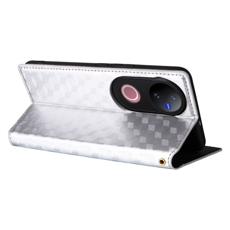 Folio-fodral Vivo V50 5g Med Tryckt Diamantmönster