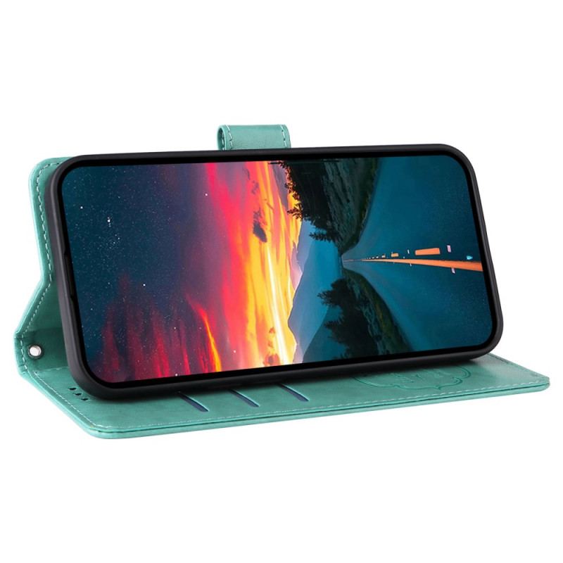 Läderfodral Vivo V50 5g Telefonfodral Blommigt Fjärilsmönster