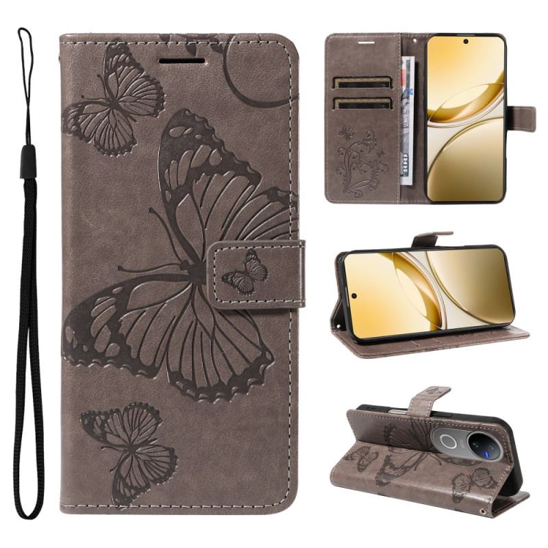 Läderfodral Vivo V50 5g Telefonfodral Jättefjärilar