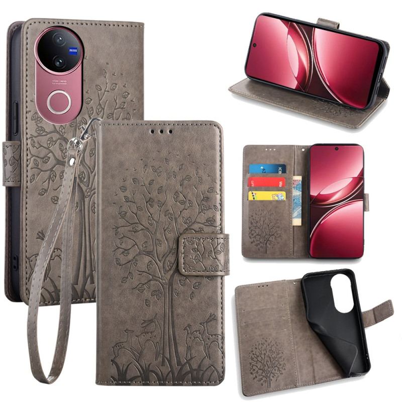 Läderskal Fodral Vivo V50 5g Hjortträd