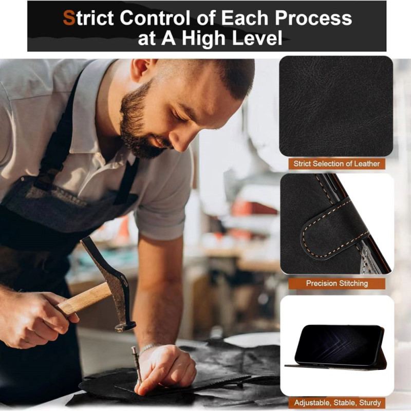 Läderskal Fodral Vivo V50 5g Tvåfärgat Mönster