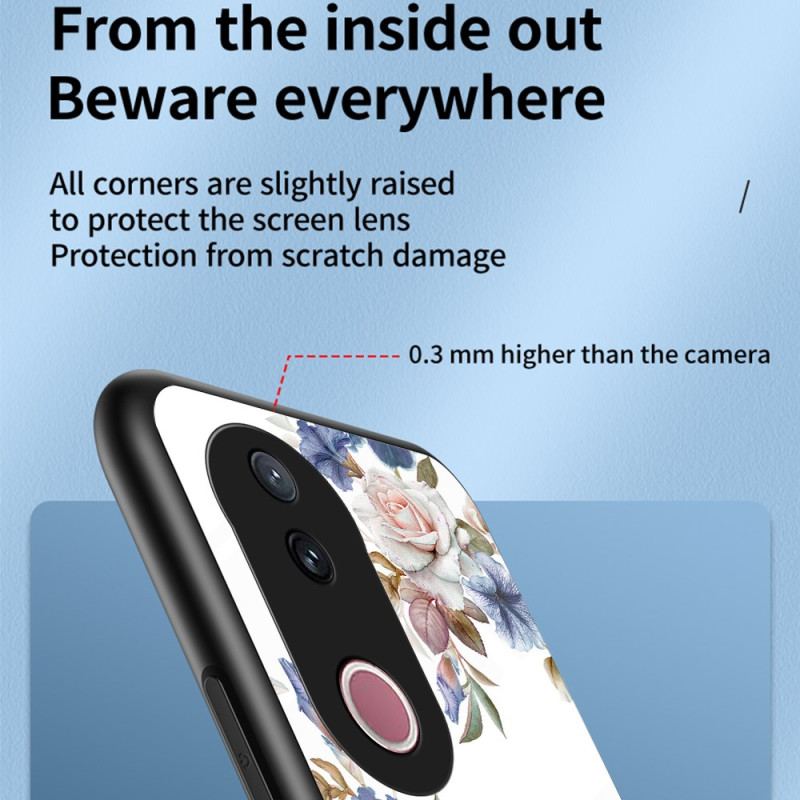 Skal Vivo V50 5g Blommigt Härdat Glas