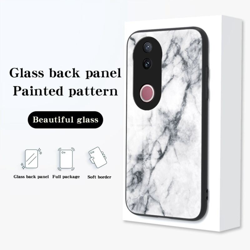 Skal Vivo V50 5g Telefonfodral Marmorerat Härdat Glas
