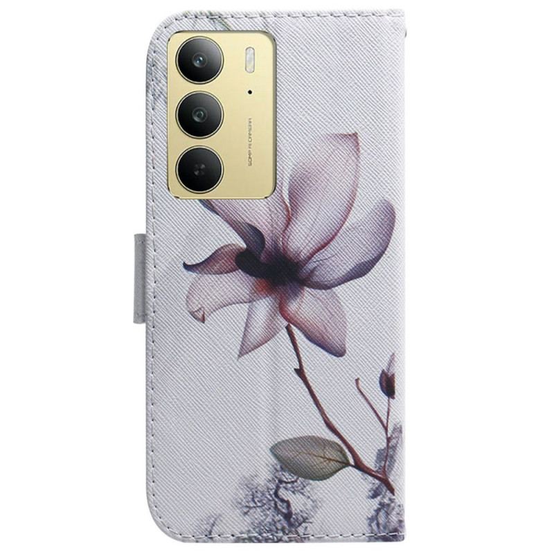 Läderfodral Realme C75 Telefonfodral Rosa Blomma