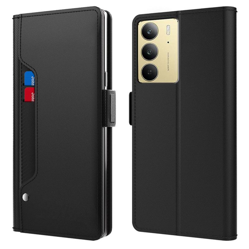 Läderfodral Realme C75 Telefonfodral Spegel Och Avtagbar Korthållare