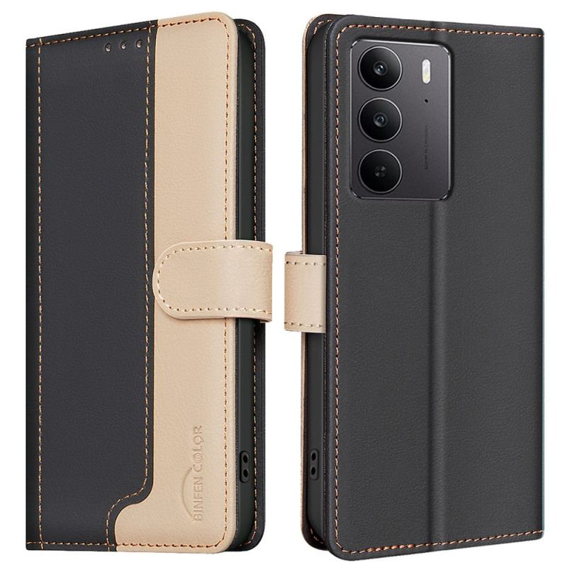 Läderfodral Realme C75 Telefonfodral Tvåfärgad Binfen-färg