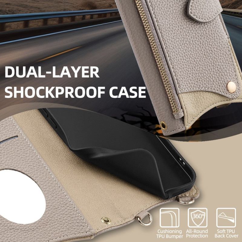 Läderfodral Realme C75 Telefonfodral Tvåfärgad Plånbok Med Kedja