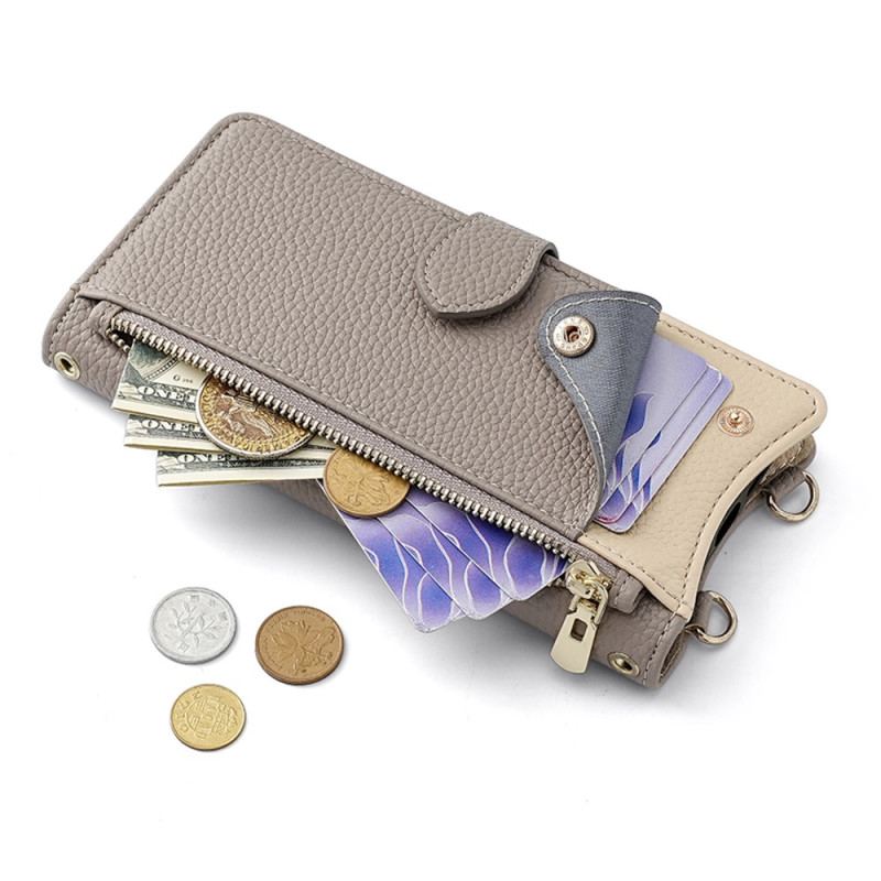 Läderfodral Realme C75 Telefonfodral Tvåfärgad Plånbok Med Kedja