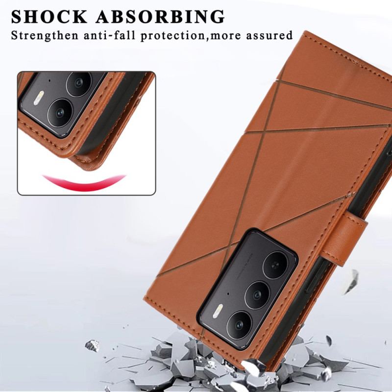 Läderskal Fodral Realme C75 Linjer