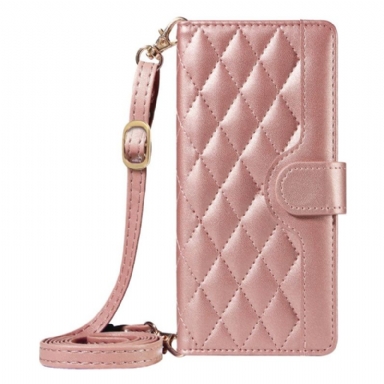 Läderskal Fodral Oppo Reno 14 5g Quiltad Med Rem Och Axelrem