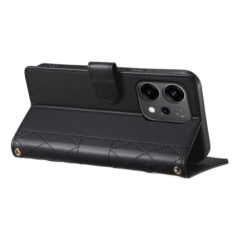 Läderskal Fodral Oppo Reno 14 5g Quiltad Stil Med Rem Och Axelrem